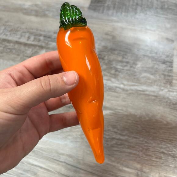 Glass Fruit & Veggie Sculpture Set — Apple Pear Carrot Orange Eggplant Decor - Picture 2 of 16